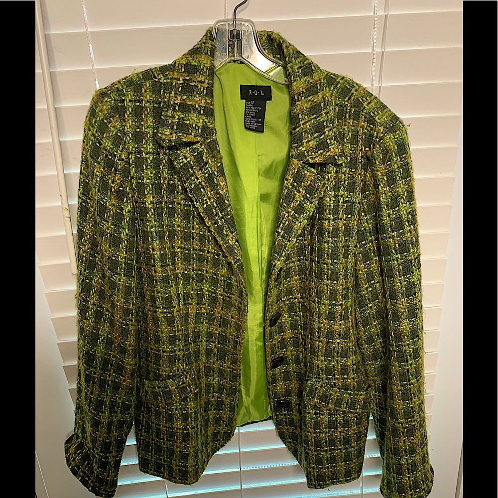 Green tweed blazer